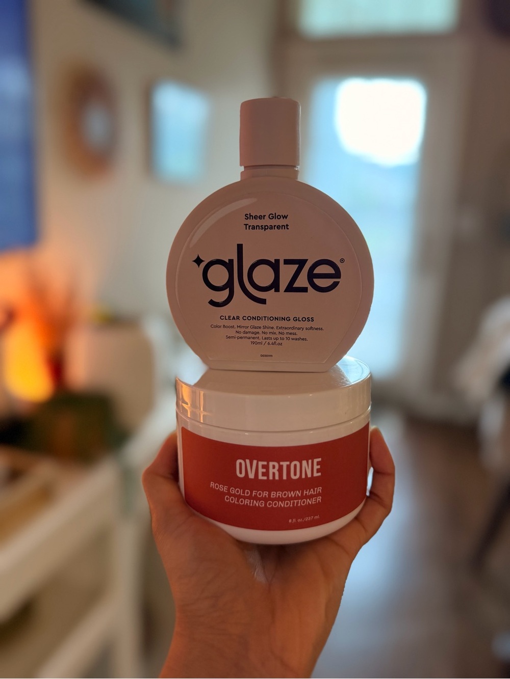 Overtone Rose Gold for brown hair & Glaze Clear Conditioning Gloss duo